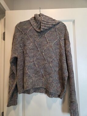 Barry Bricken Multicolor Cable Knit Turtleneck Sweater XL